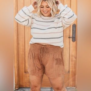 THINKING ABOUT YOU MULTICOLORED STRIPED CREW NECK SWEATER